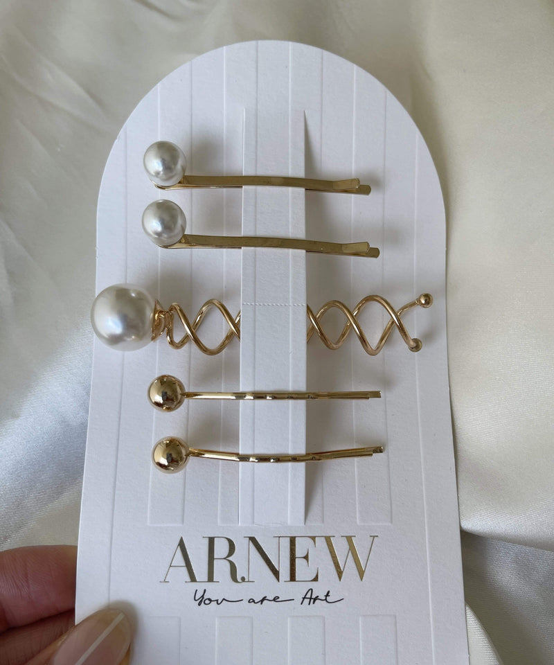arnew Hair Accessories Set (5pcs) Pearl Screw Pin